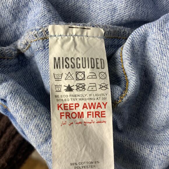 MISSGUIDED Plus Distressed Light Wash Denim Jean Jacket Size 16 - Picture 5 of 6